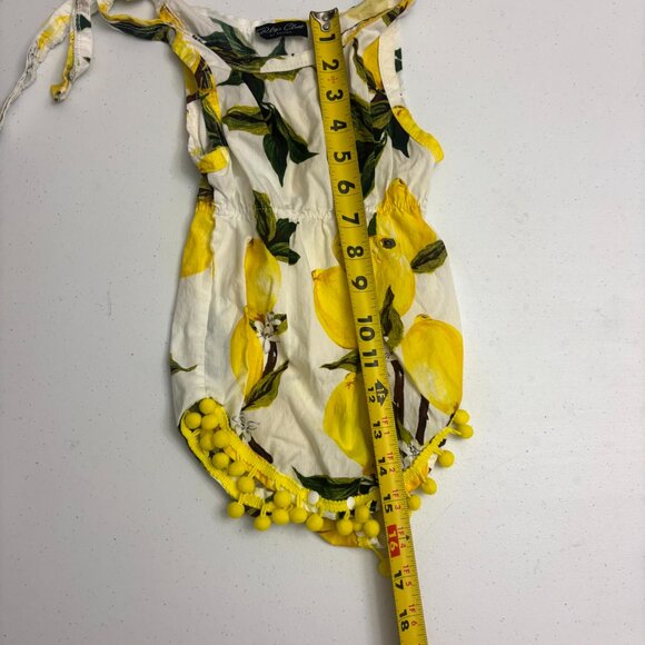 Riley’s Closet by Helena Lemon Print Pom Pom Baby Romper – Size 6-12M - Picture 5 of 7